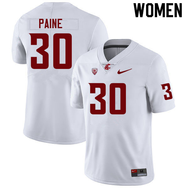 Women #30 Dylan Paine Washington State Cougars College Football Jerseys Sale-White